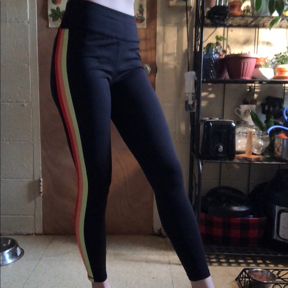 ❗️3 for $15❗️Black leggings with color stripes